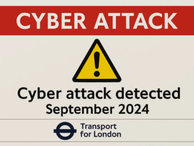 Cyber attack warning sign with “Cyber attack detected” text and alert icon.